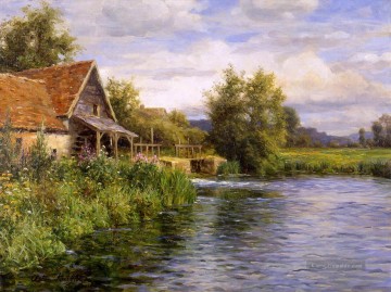  Aston Malerei - Cottage der Fluss Landschaft Louis Aston Knight seine